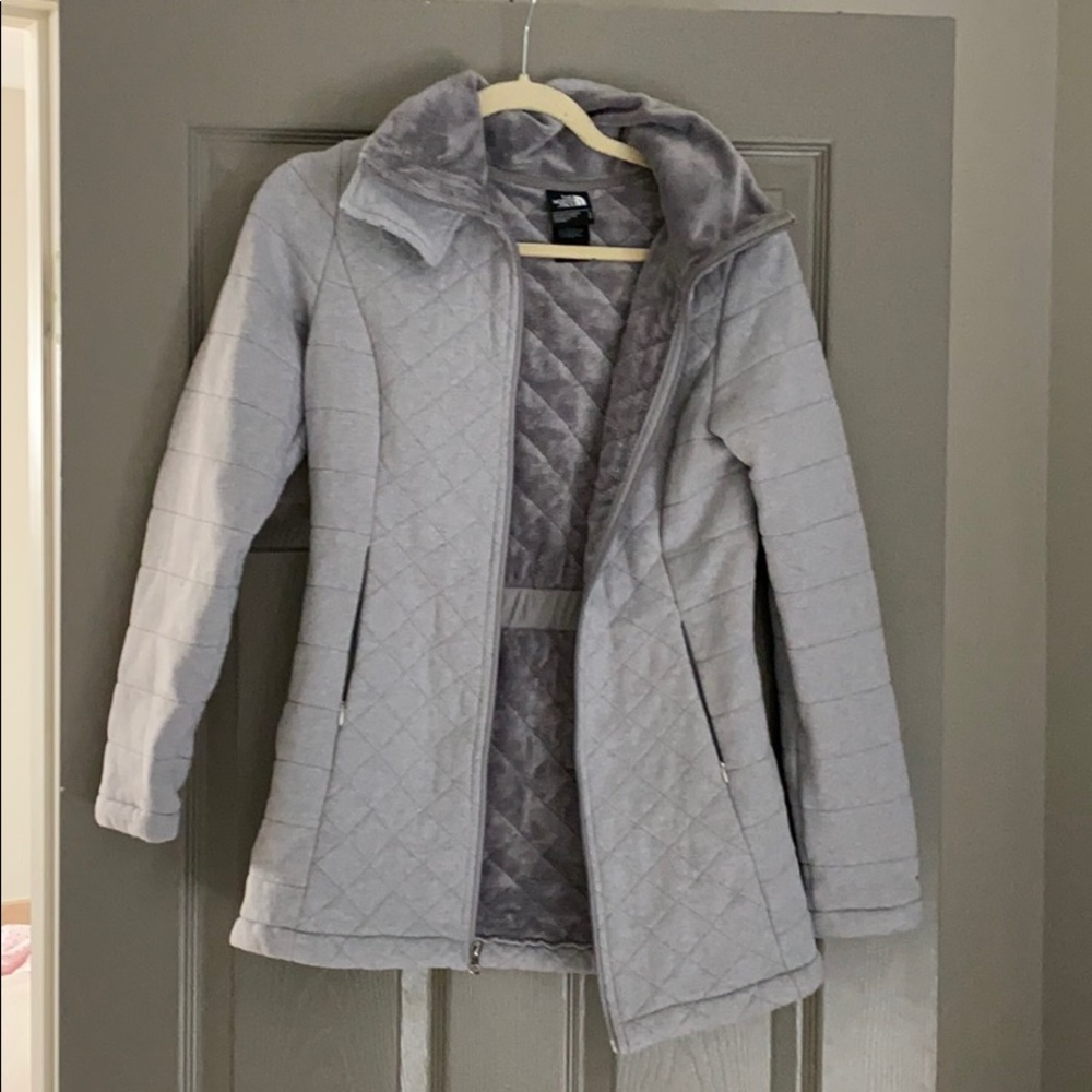 The North Face Women's Light Gray Quilted Fleece Jacket